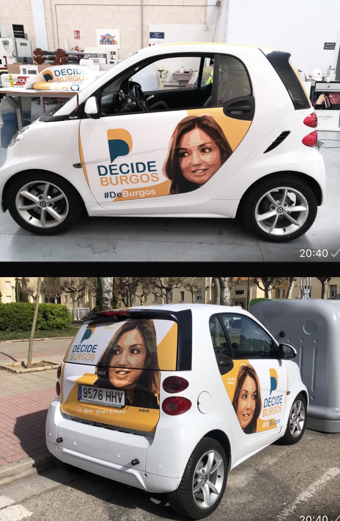 Vehículo de Campaña - Rotulación oficial Smart - Campaña electoral Decide Burgos 2023